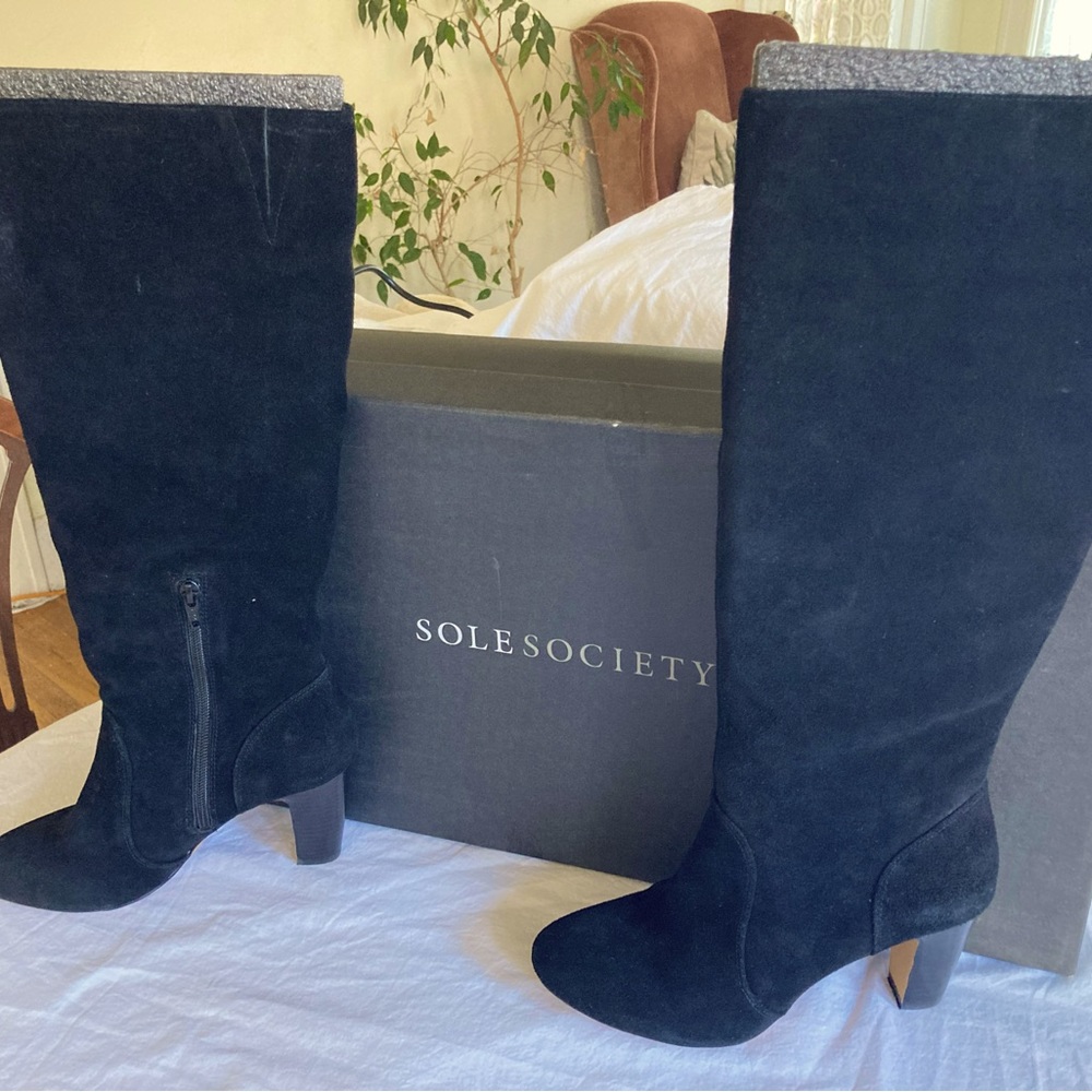 Tall Black Suede Boots by Sole Society 7.5